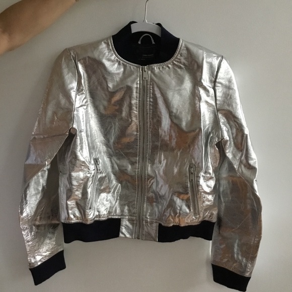Zara “Bonjour Les Filles” metallic bomber - Picture 4 of 7